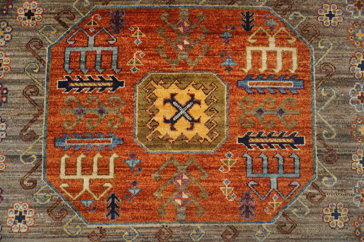 4 x 20 Ft Kazak Neutral gray Afghan Hand knotted Wide Long Runner Rug - Yildiz Rugs