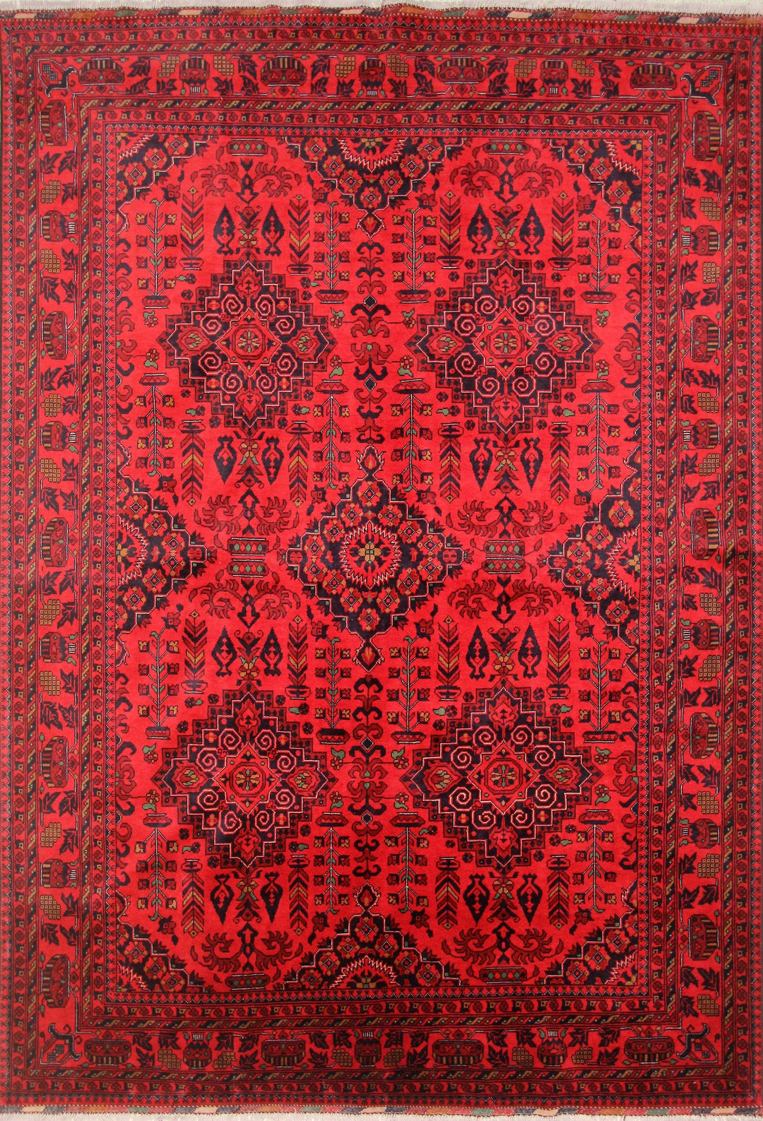 7x10 Red Afghan Khal Mohammadi Hand knotted Oriental rug - Yildiz Rugs