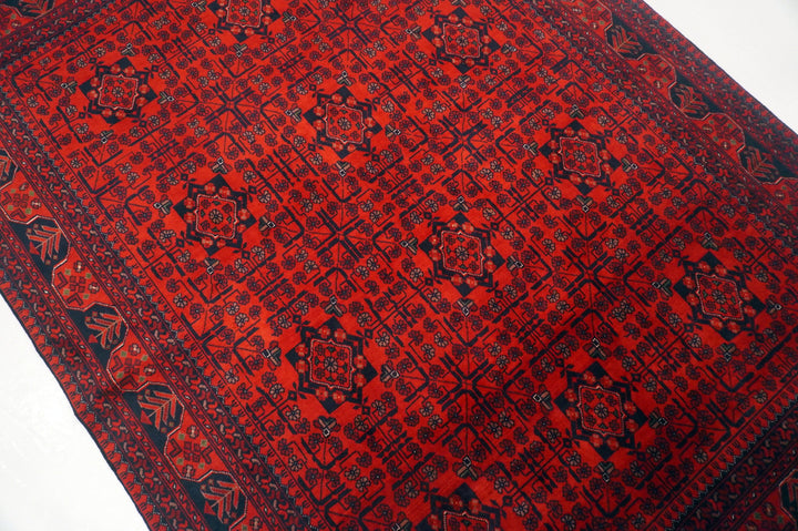 6x8 Deep Red Afghan Khal Mohammadi Hand knotted Oriental rug - Yildiz Rugs