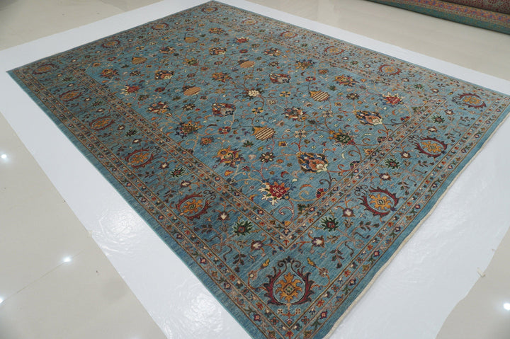 9x12 Waziri Pastel Blue Persian Hand knotted Wool Oriental Rug - Yildiz Rugs