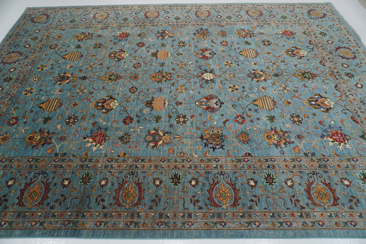 9x12 Waziri Pastel Blue Persian Hand knotted Wool Oriental Rug - Yildiz Rugs