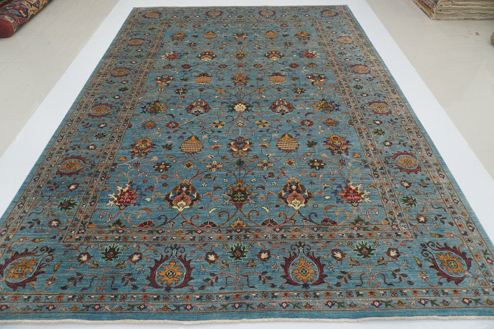 9x12 Waziri Pastel Blue Persian Hand knotted Wool Oriental Rug - Yildiz Rugs