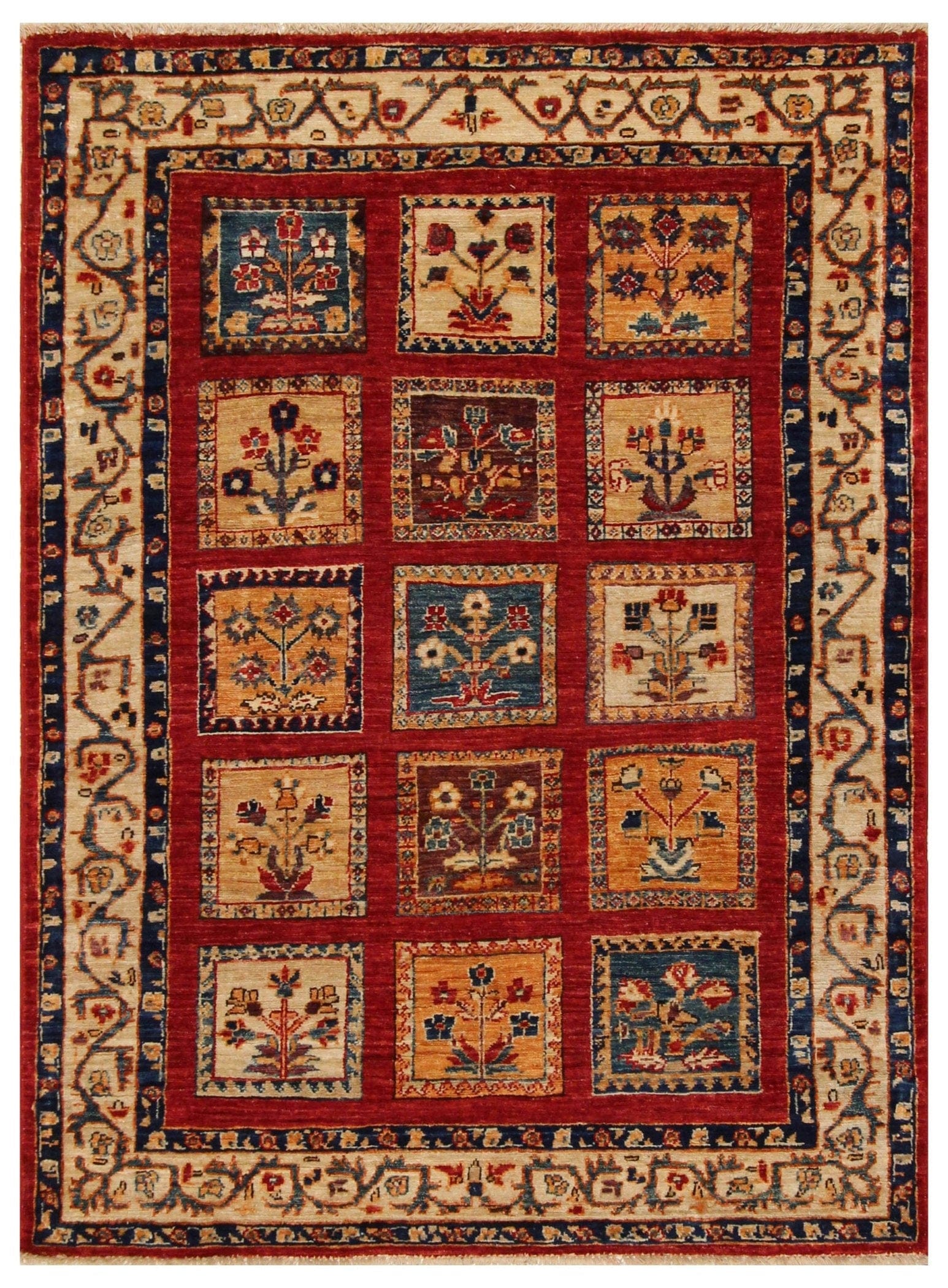 3x5 Bakhtiar Red Persian Style Hand knotted Wool Rug - Yildiz Rugs