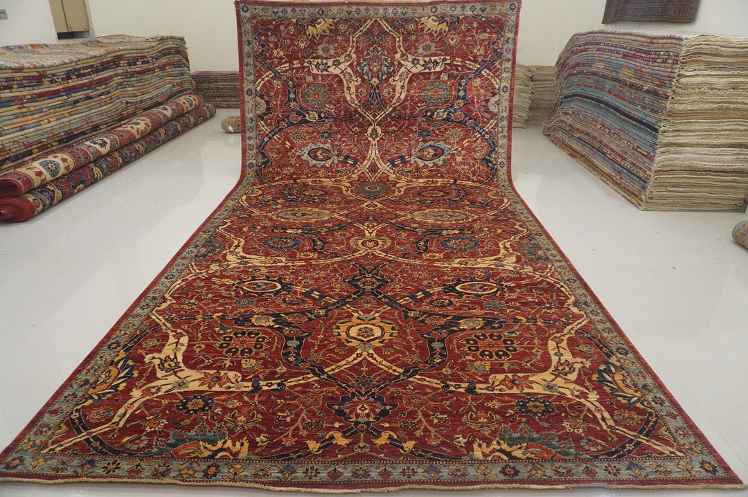 8x16 Red Persian Style Afghan Hand Knotted Oriental Gallery Area Rug - Yildiz Rugs