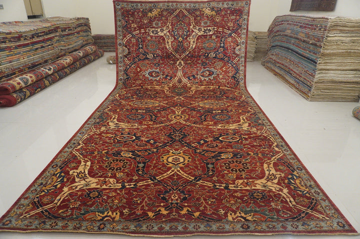 8x16 Red Persian Style Afghan Hand Knotted Oriental Gallery Area Rug - Yildiz Rugs