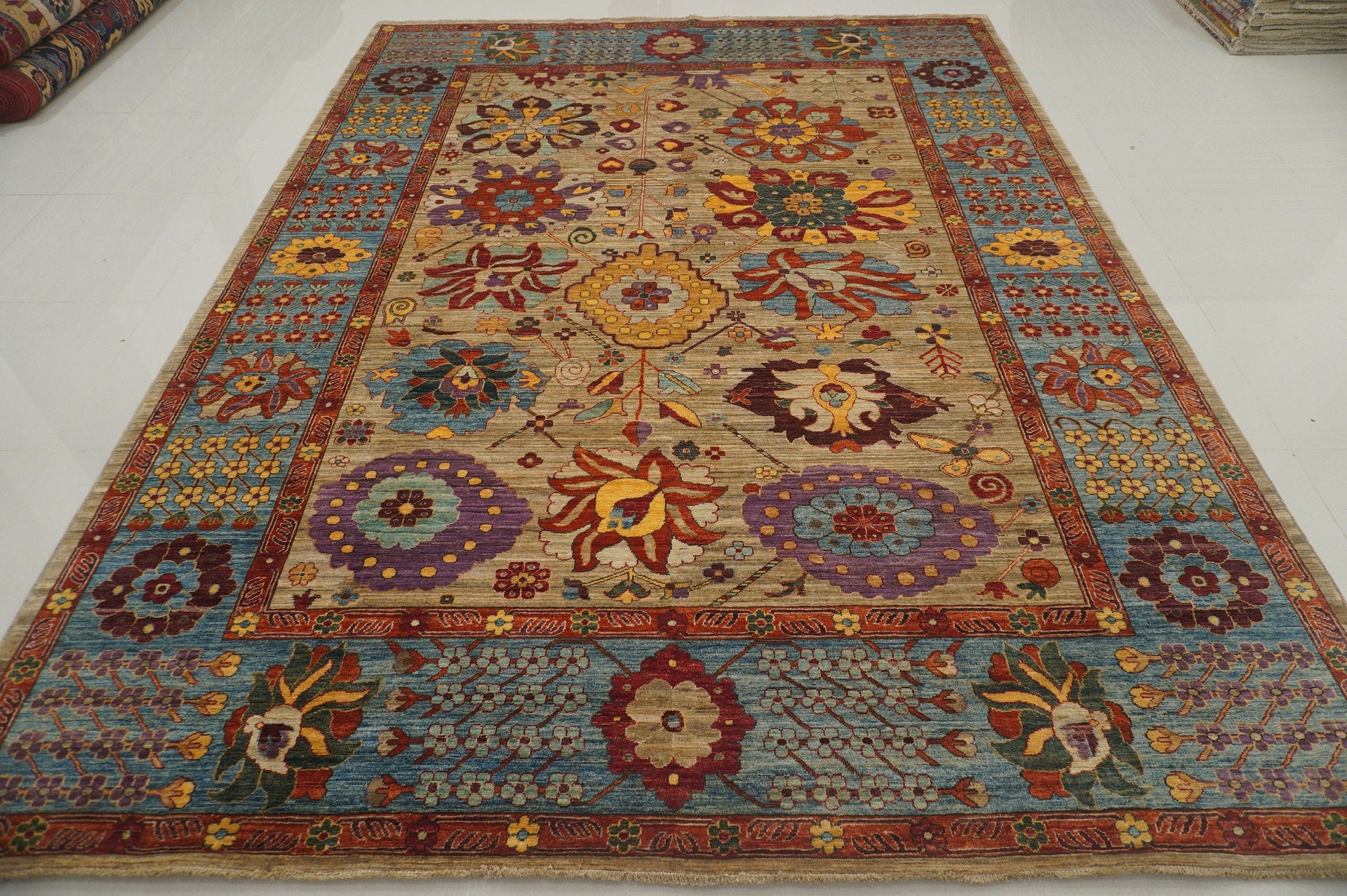 9x12 Suaj Balugh Undyed Gray Persian Style Hand knotted Oriental Rug - Yildiz Rugs