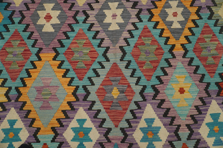 SOLD 8x10 Kilim Purple Black Afghan handmade Kilim Wool Rug - Yildiz Rugs