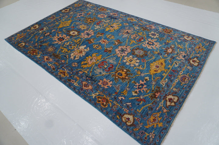 5'8 x 8'9 ft Blue Oushak Hand knotted Turkish Rug - Yildiz Rugs