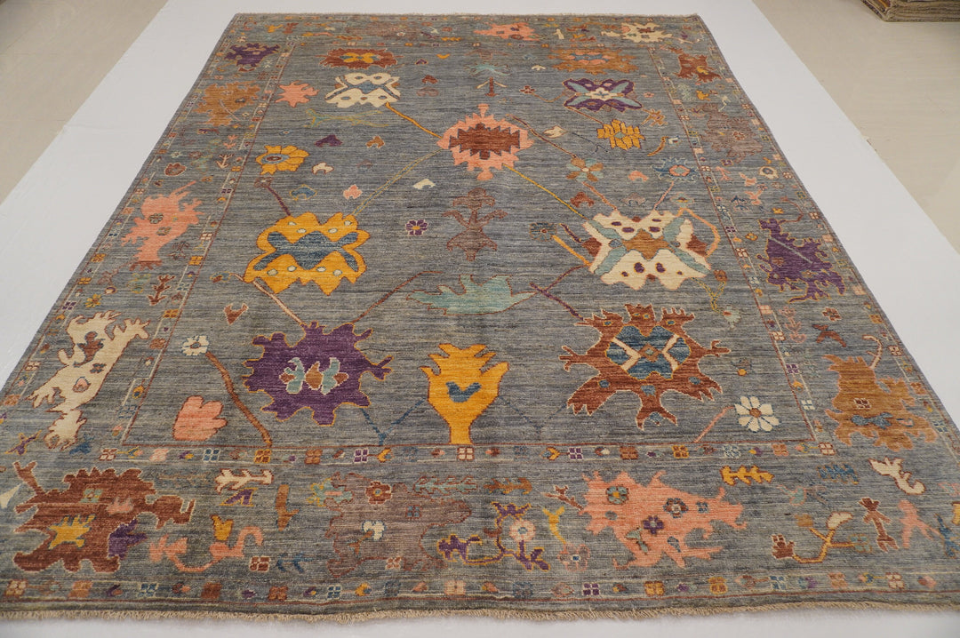 8x10 Turkish Blueish Gray Hand knotted Oushak Rug - Yildiz Rugs