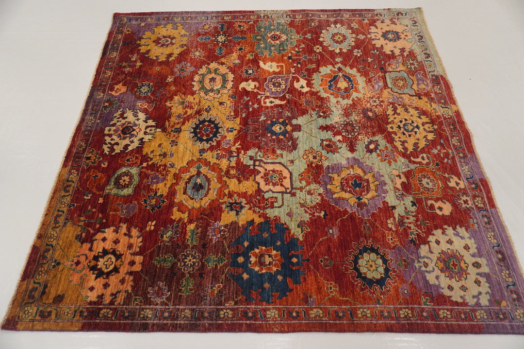 6x6 Bidjar Red Hand knotted Modern Square Rug - Yildiz Rugs