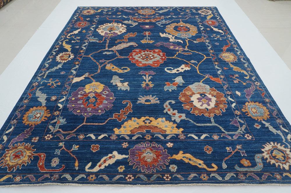 Dark Blue 8x10 Oushak Turkish Hand knotted rug - Yildiz Rugs