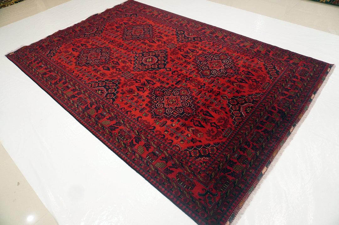 7x10 Red Afghan Khal Mohammadi Hand knotted Oriental rug - Yildiz Rugs