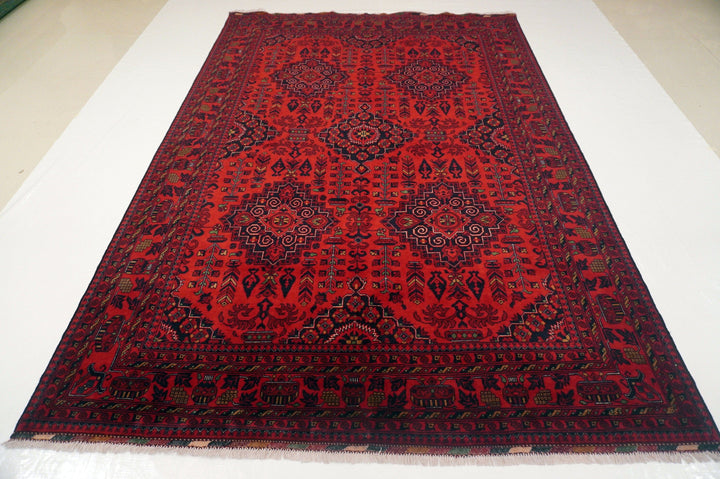 7x10 Red Afghan Khal Mohammadi Hand knotted Oriental rug - Yildiz Rugs