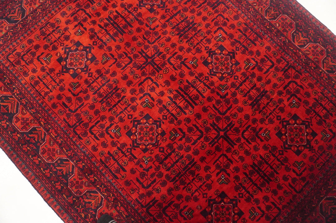 5'1 x 6'5 ft Red Afghan Khal Mohammadi hand knotted Rug - Yildiz Rugs