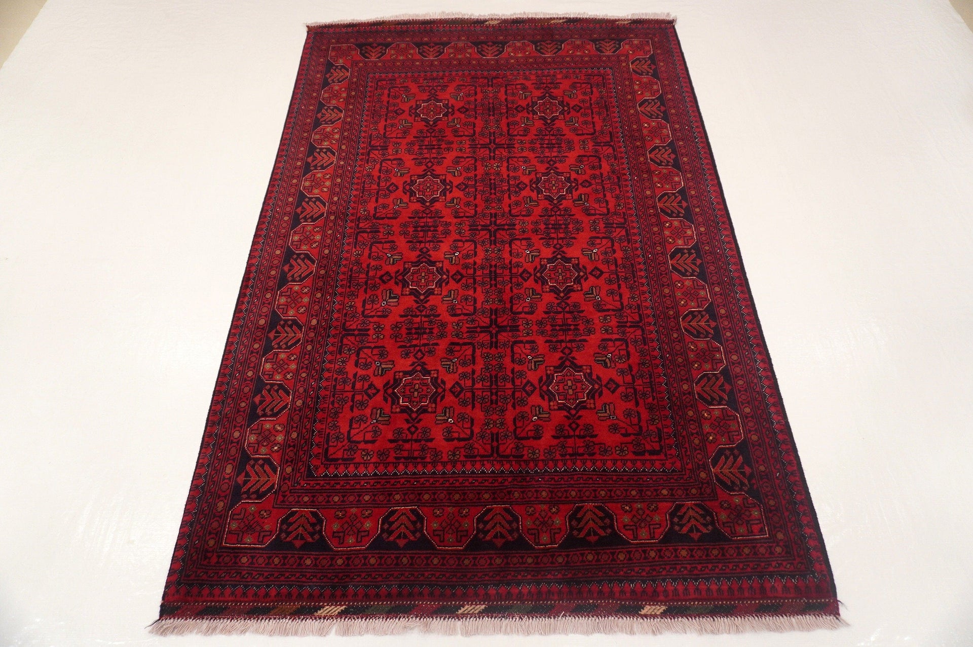 4x6 Red Afghan Khal Mohammadi hand knotted Rug - Yildiz Rugs