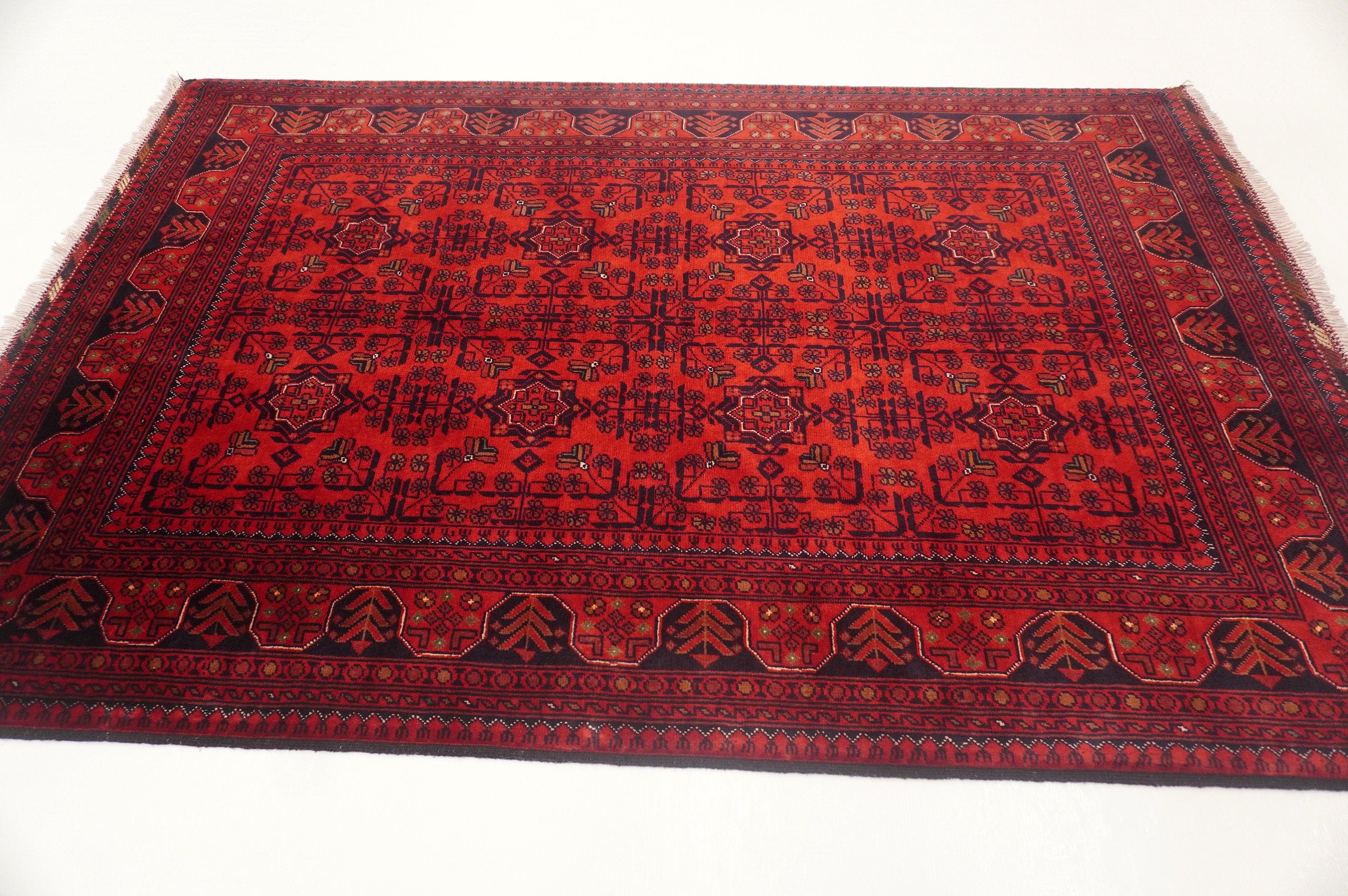 4x6 Red Afghan Khal Mohammadi hand knotted Rug - Yildiz Rugs