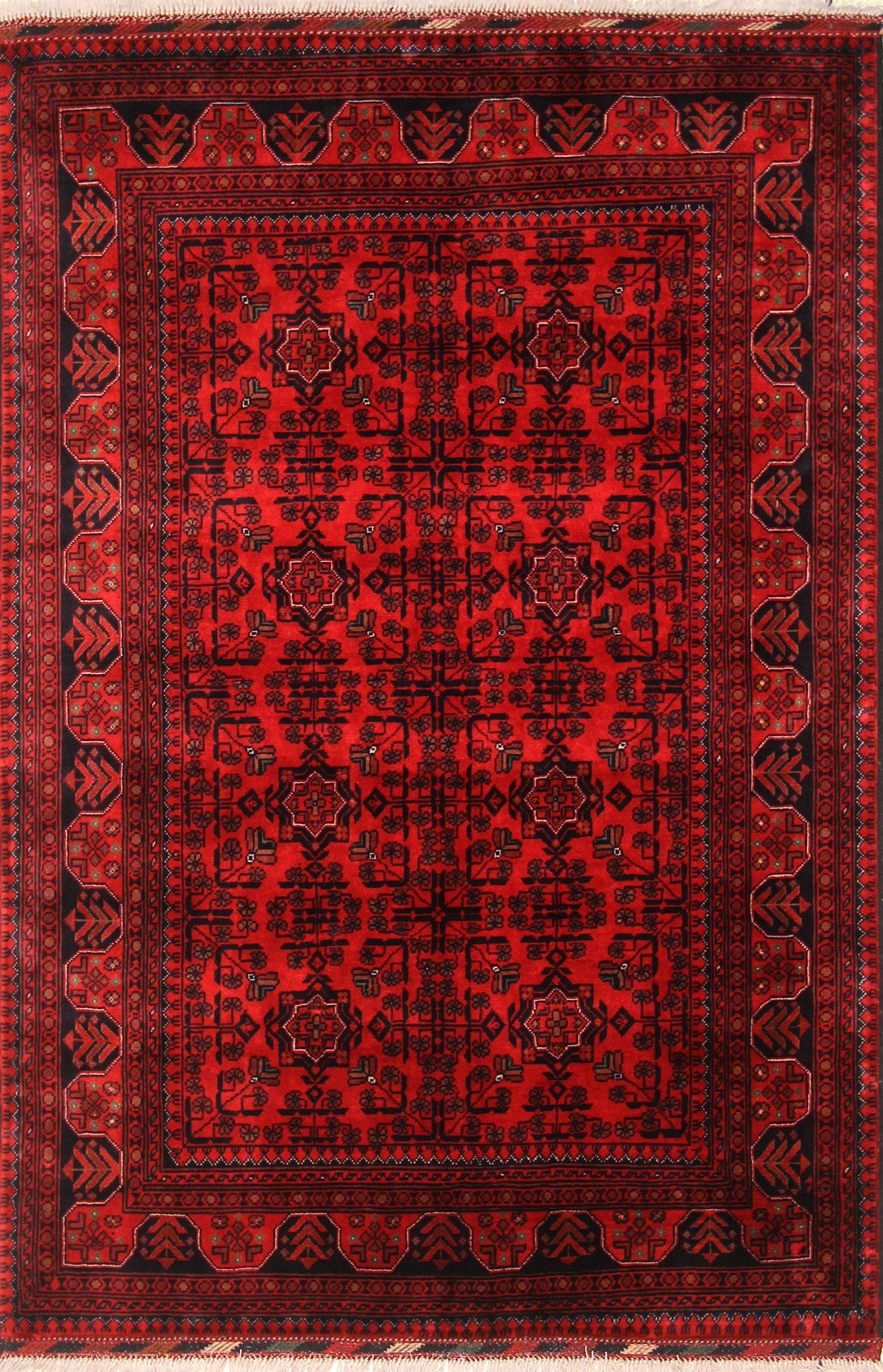 4x6 Red Afghan Khal Mohammadi hand knotted Rug - Yildiz Rugs