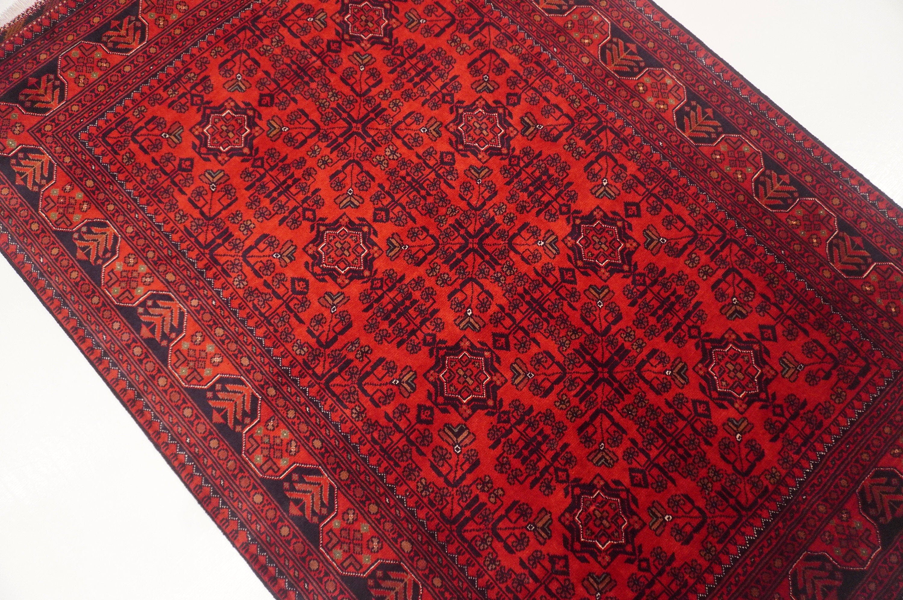 4x6 Red Afghan Khal Mohammadi hand knotted Rug - Yildiz Rugs