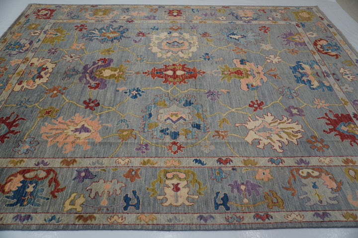 9x12 Oushak Blueish Gray Hand knotted Turkish Area Rug - Yildiz Rugs