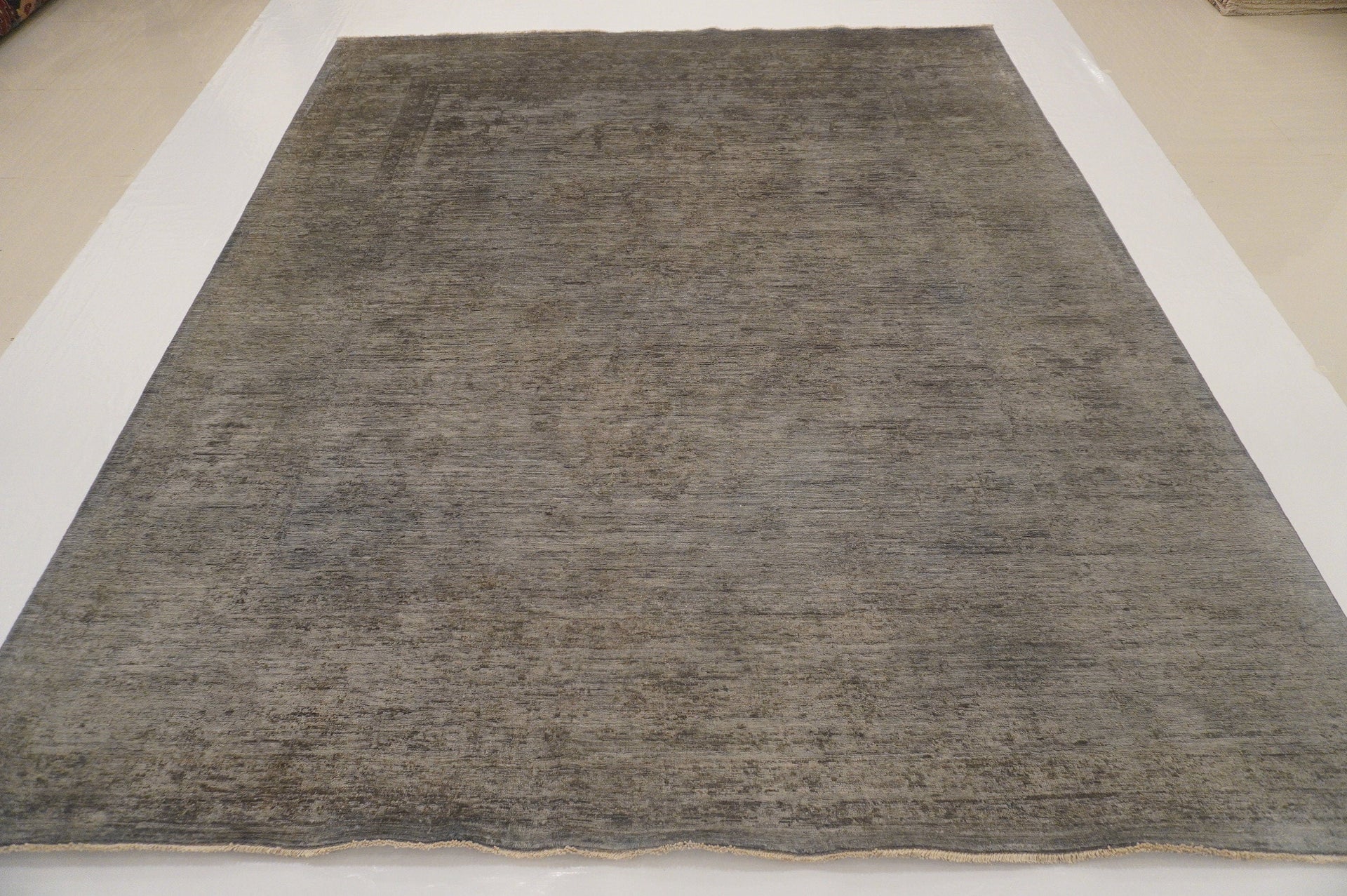 8x10 Overdyed Blueish Silver Gray Hand knotted Turkish Oushak Rug - Yildiz Rugs