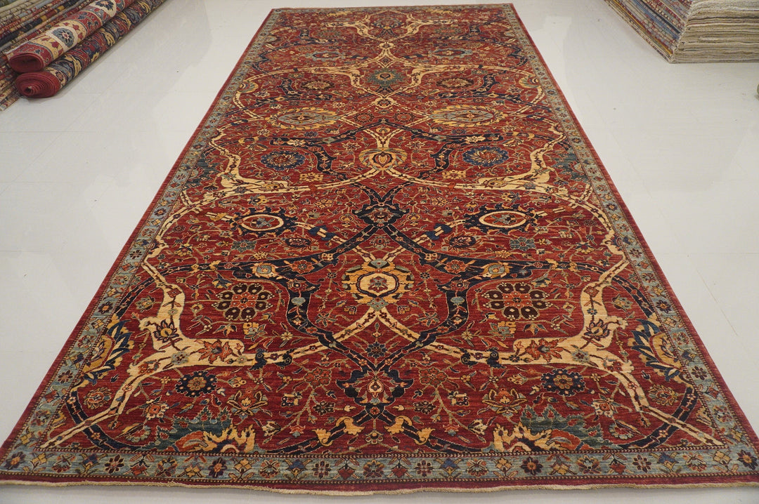 8x16 Red Persian Style Afghan Hand Knotted Oriental Gallery Area Rug - Yildiz Rugs