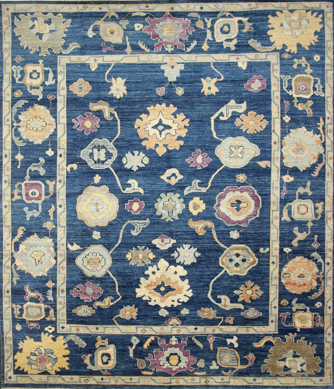 8x10 Oushak Dark Blue Vintage Hand knotted Turkish Rug - Yildiz Rugs