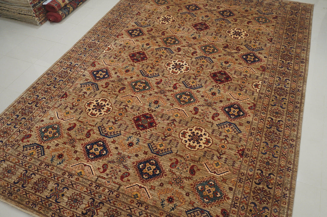 12x18 Brown Caucasian Kazak Afghan Hand Knotted Palace Size Rug - Yildiz Rugs