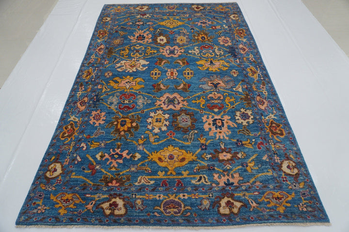 5'8 x 8'9 ft Blue Oushak Hand knotted Turkish Rug - Yildiz Rugs