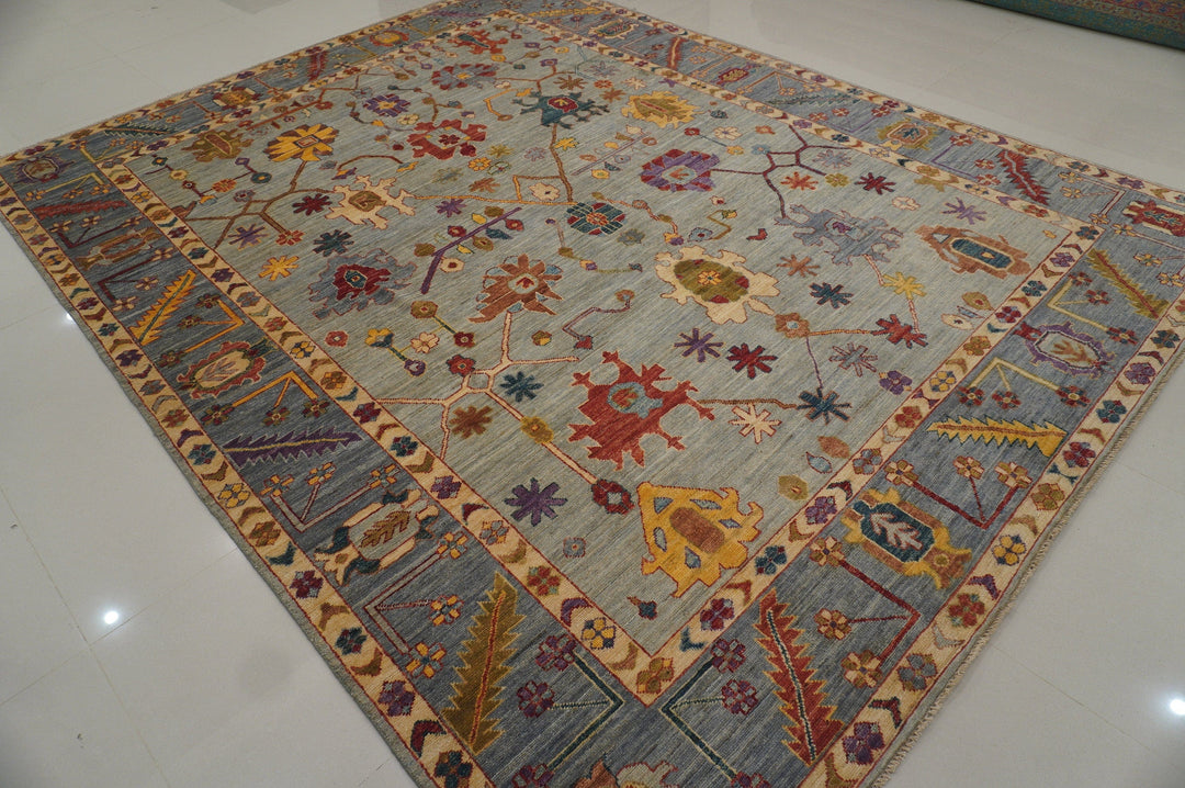 9x12 Gray Hand knotted Turkish Oushak Rug - Yildiz Rugs