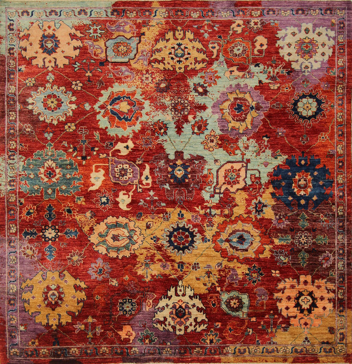 6x6 Bidjar Red Hand knotted Modern Square Rug - Yildiz Rugs