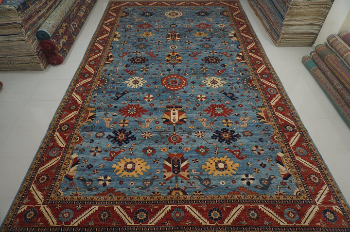 13'4 x 22'5 ft Palace Size Heriz Blue Afghan Hand knotted Rug - Yildiz Rugs