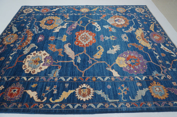 Dark Blue 8x10 Oushak Turkish Hand knotted rug - Yildiz Rugs