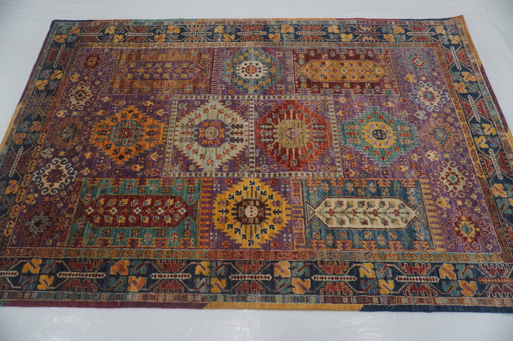 5x7 Purple Baluch Transitional Afghan Hand knotted Rug - Yildiz Rugs