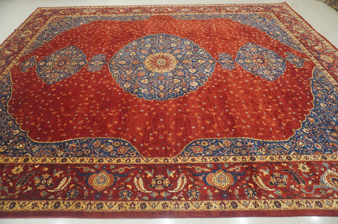 12x15 Red Exquisite Persian Style Hand knotted Wool Medallion Rug - Yildiz Rugs