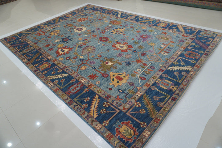 10x14 Blue Hand Knotted Turkish Oushak Rug - Yildiz Rugs