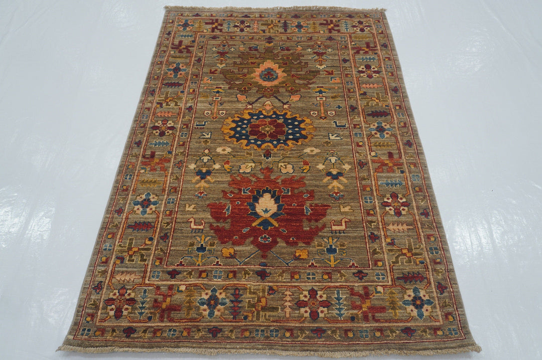 4x6 Bidjar Neutral Gray Afghan hand knotted Oriental Rug - Yildiz Rugs