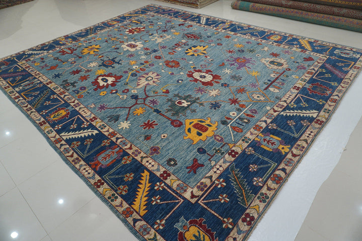 12x15 Blue Oushak Hand knotted Plush Wool Turkish rug - Yildiz Rugs