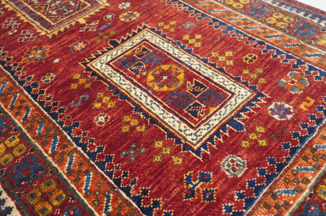 3x4 Red Tribal Baluch Afghan Hand knotted Rug - Yildiz Rugs
