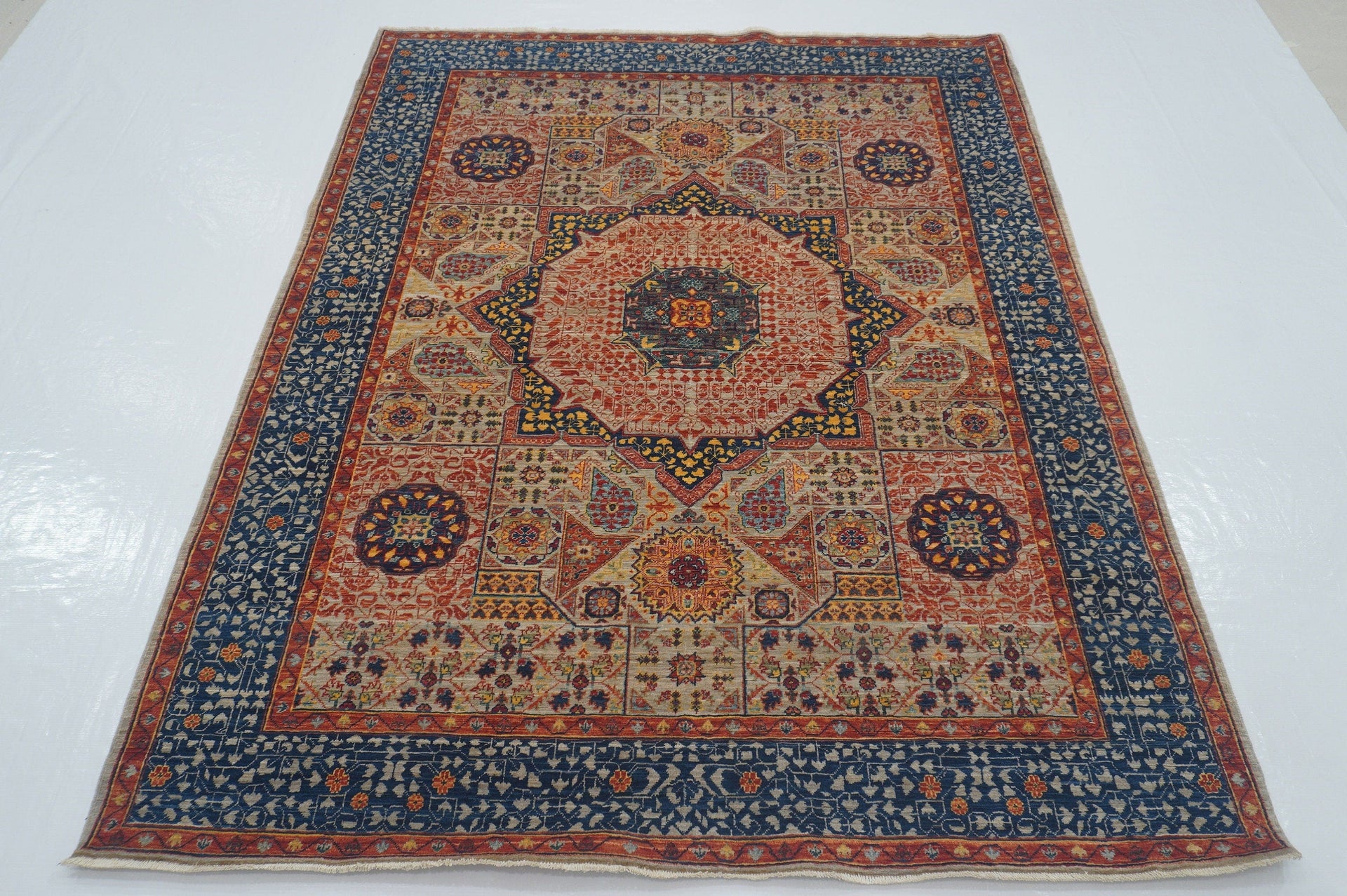 5x7 Mamluk Gray Blue Turkish Hand knotted Rug - Yildiz Rugs