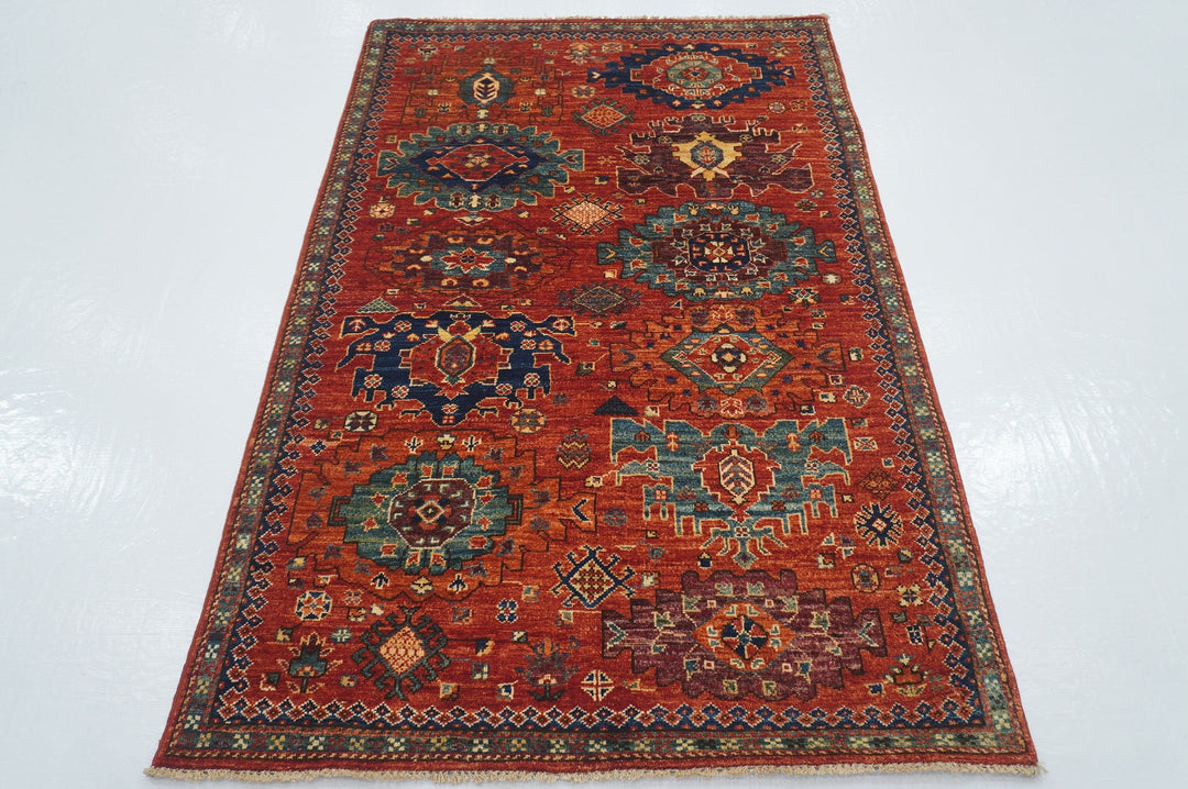 4x6 Red Baluch Afghan hand knotted Oriental Rug - Yildiz Rugs