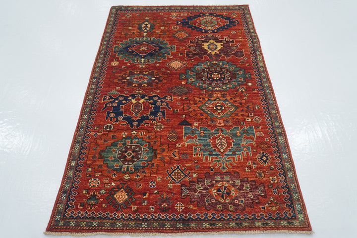 4x6 Red Baluch Afghan hand knotted Oriental Rug - Yildiz Rugs