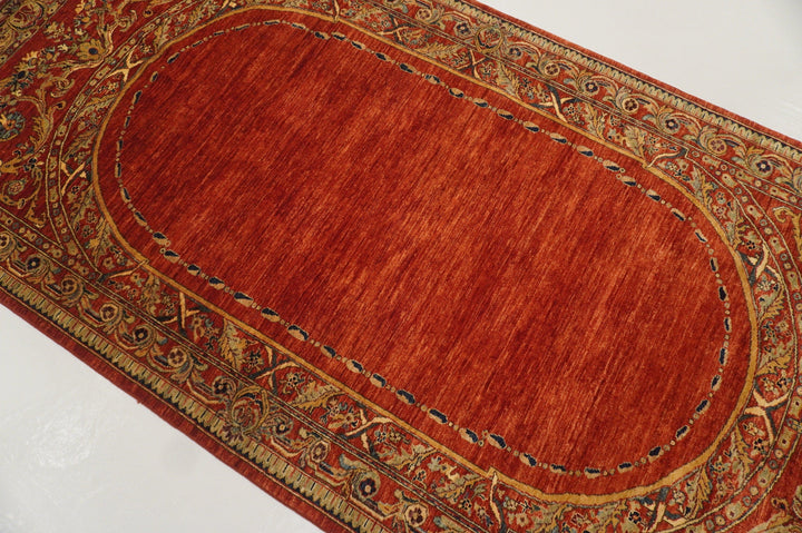 5x10 French Savonnerie Red Afghan Hand Knotted Wide Runner Rug - Yildiz Rugs