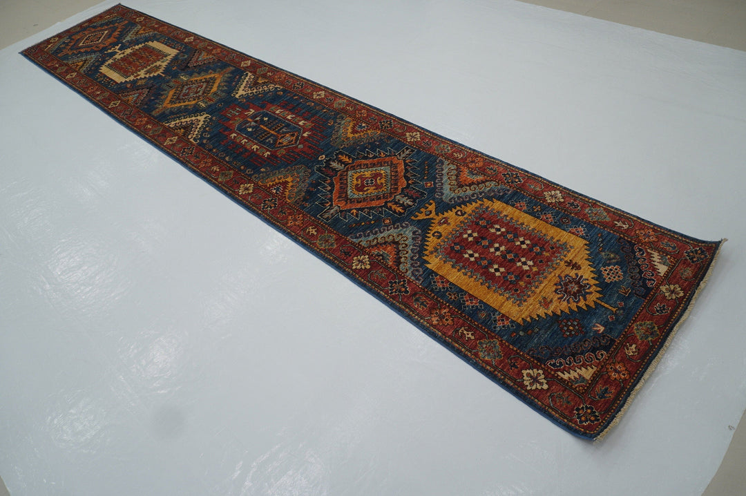 2'8 x 13'10 ft Malayer Navy Blue hand knotted Runner Rug
