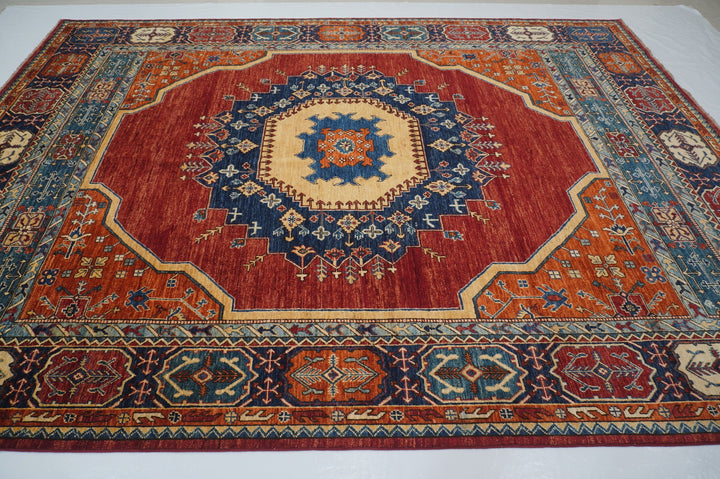 9x12 Red Heriz Persian Style Afghan Hand knotted Oriental Medallion Rug - Yildiz Rugs