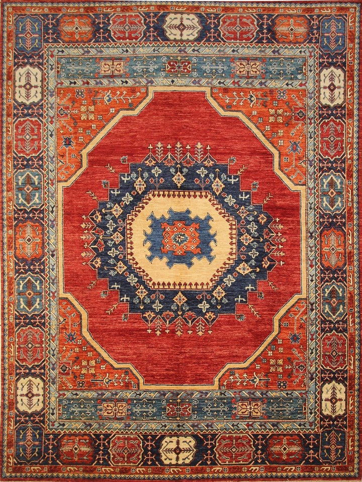 9x12 Red Heriz Persian Style Afghan Hand knotted Oriental Medallion Rug - Yildiz Rugs