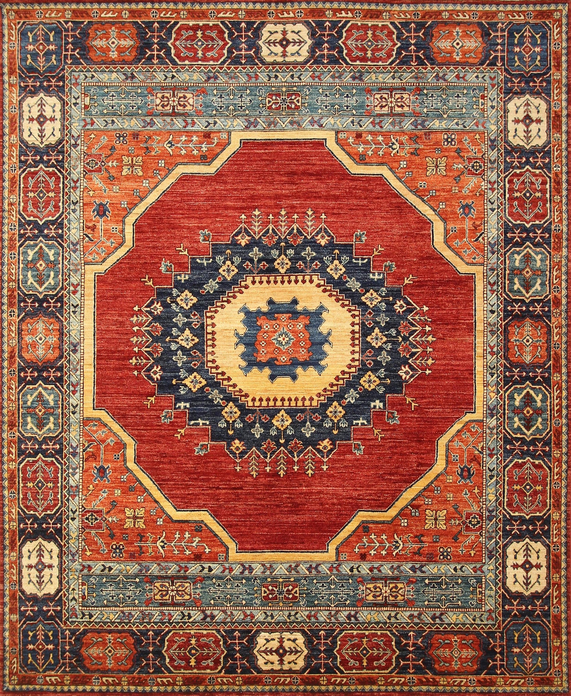 8x10 Rusty Red Heriz Persian Style Hand knotted Oriental Medallion Rug - Yildiz Rugs
