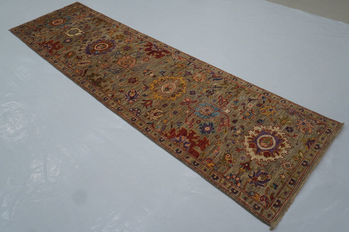 2'8 x 9'9 ft Bidjar Beige Gray Afghan Hand knotted Oriental Runner Rug - Yildiz Rugs