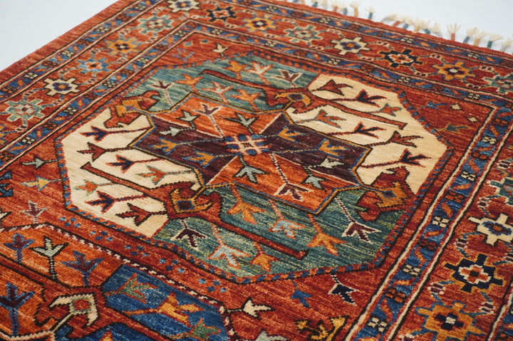 2'8x4'0 ft Red Ersari Afghan Hand knotted Oriental Rug