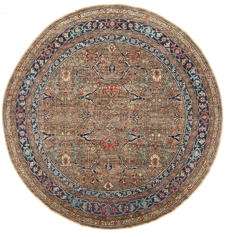 10x10 Bidjar Round Gray Persian Style Hand knotted Wool Circle Rug - Yildiz Rugs