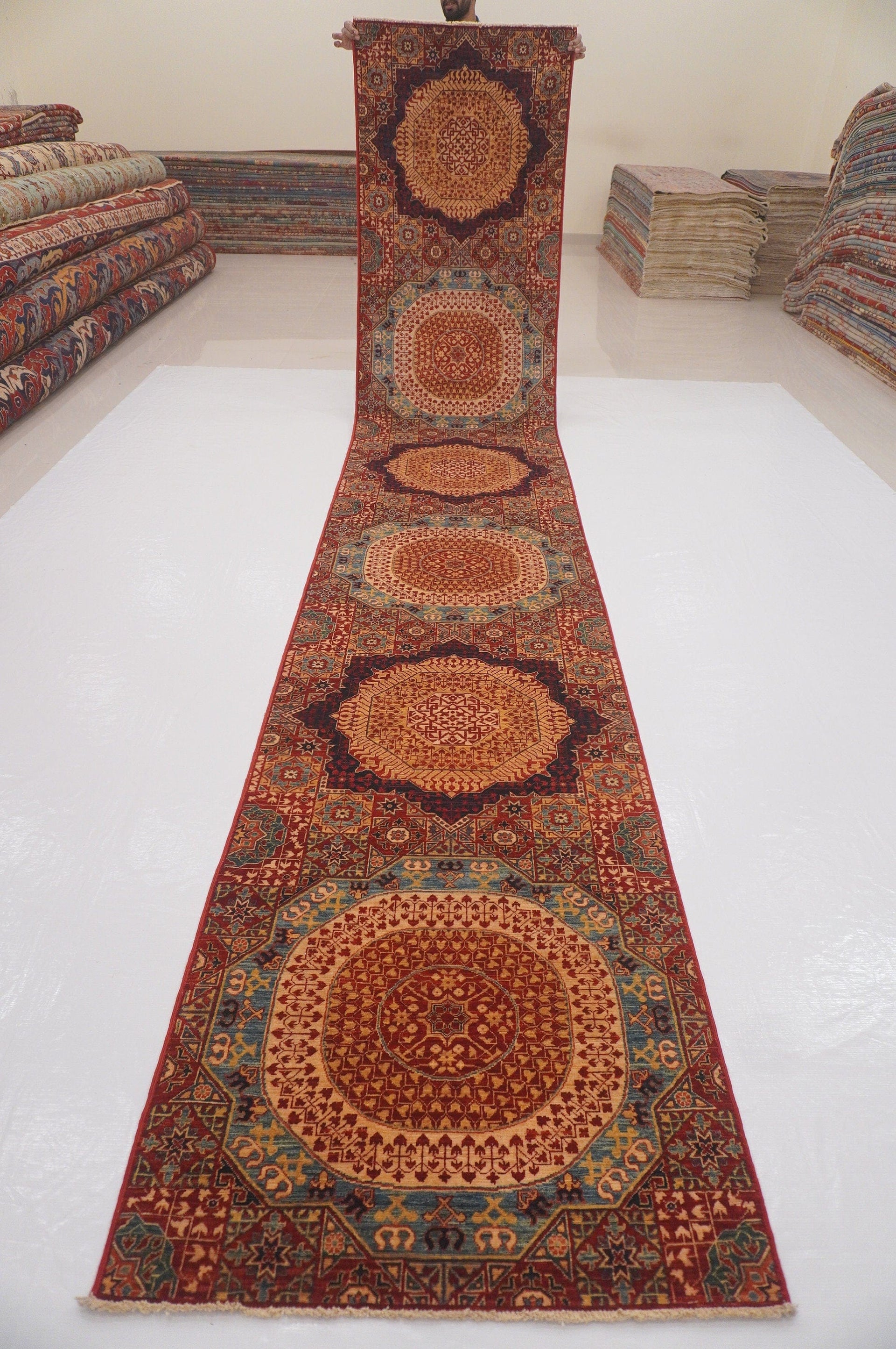 2'10 x 16'0 ft Red Mamluk Turkish Hand knotted Long Runner Rug - Yildiz Rugs